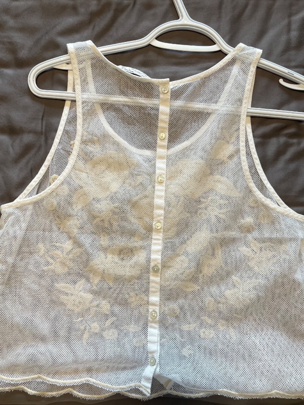 Abercrombie & Fitch Embroidered Mesh Button Down Tank - Picture 2 of 2